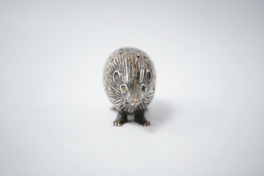 An Edwardian novelty silver pin cushion, modelled as a hedgehog, Adie & Lovekin Ltd, Birmingham, 1906, 52mm. Condition - fair to good